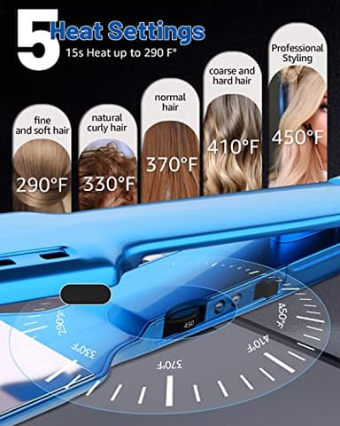 Nano Titanium 1.7" Wide Flat Iron for All Hair - Straightener with 5 Temps and Dual Voltage - Image 5