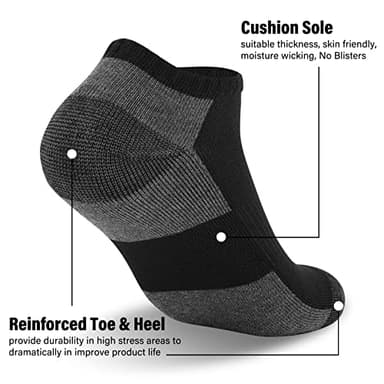COOPLUS 12 Pack Mens Cushioned Ankle Socks, Low Cut Breathable Casual Socks (Shoe Size 6-11) - Image 5