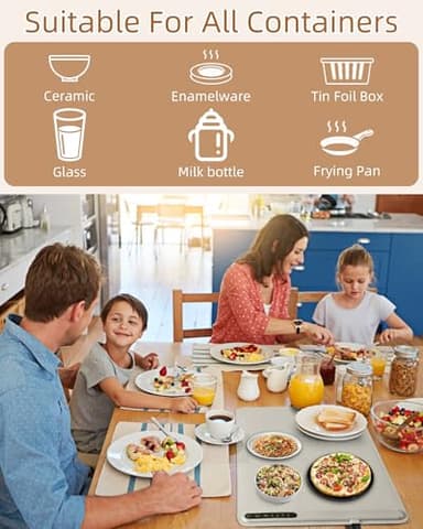 Silicone Electric Warming Mat for Food 3-Temperature,Food Warmer for Buffet Parties, Restaurants & Dinner, Easy-to-Clean Heating Tray to Keep Meals Warm 15.7”x23.6”(Skiing&Gray) - Image 5