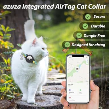 azuza AirTag Cat Collar Breakaway, Integrated Cat Collar with Air Tag Holder Safety Lightweight GPS Tracker Holder for Cats, Lemon, Cats (8-12inch) - Image 2