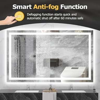 Hivone 55X30 LED Bathroom Mirror with Lights, Anti-Fog, Dimmable, Backlit + Front Lit, Smart Bathroom Vanity Mirror, Memory Function, Shatterproof, Tempered Glass (Horizontal/Vertical) - Image 3