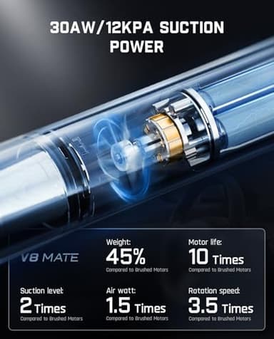 Fanttik Slim V8 Mate Cordless Car Vacuum Suction Power 12000Pa, Portable Mini Vacuum with Flexible Hose and Pet Brush, Type-C Charge, Portable for Car, Office Desk, Keyboards, Blue - Image 8