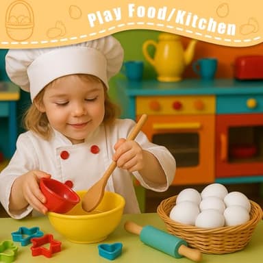SallyFashion Wooden Fake Eggs for Nesting Boxes, 9 PCS White Easter Eggs for Craft Pretend Play Kitchen Accessories for Toddler Kids - Image 2
