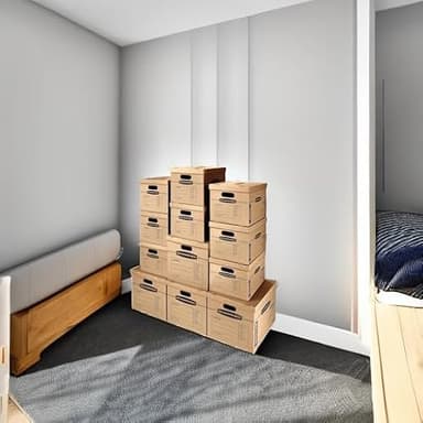 Bankers Box Classic Moving Box 12 Pack Kit, Reinforced Handles, Tape-Free Assembly, Box with Lid, 8 Small and 4 Medium Boxes (7716401) - Image 2