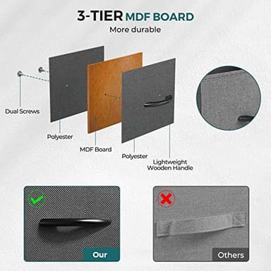 OLIXIS Dresser for Bedroom, 9 Storage Drawers, Wide Fabric Closet Chests Organizer Tower Furniture, TV Stand with Wooden Top Metal Frame for Clothes, Living Room, Hallway, Entryway, Classic Grey - Image 6