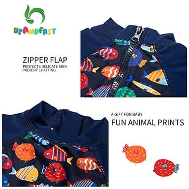 upandfast Baby Long Sleeve Bathing Suit Baby Boy Swimsuit Toddler One-Piece Rashguard (Colorful Fish,18-24 Months) - Image 6