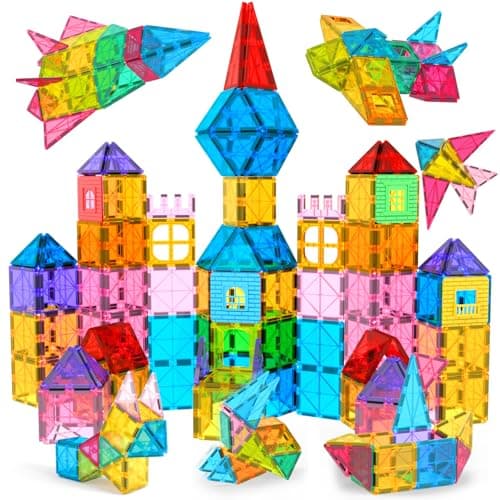 Jasonwell Magnetic Tiles Kids Magnetic Blocks 60PCS Building Sets 3D Magnet Tile Building Blocks Toy Construction Educational STEM Toys Gifts for Toddlers Boys Girls 3 4 5 6 7 8 9 10 + Year Old - Image 1