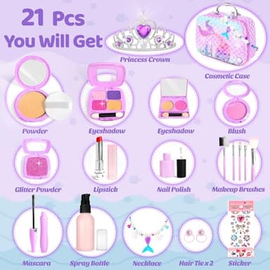 INNOCHEER Pretend Makeup for Toddlers Toys, Fake Makeup Mermaid Toys for Girls Purse, Toddler Makeup Kit Pretend Play Makeup Toys, Toy Mermaid Makeup for Kids, Gifts Toys for 3 4 5 6 7+ Year Old Girls - Image 5