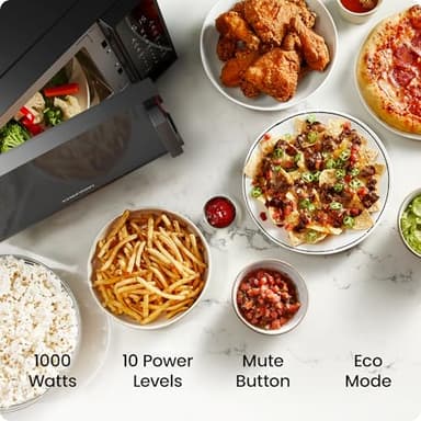 Chefman Countertop Microwave Oven 1.1 Cu. Ft., 1000 Watts with 10 Power Levels, 6 Cooking Presets with One-Touch Express Cook, Eco Mode, Child Safety Lock, & Mute Button - Black - Image 2