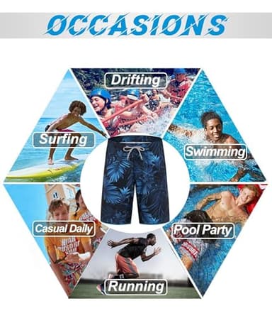 APTRO Men's Swim Trunks 9" Quick Dry Bathing Suit Big & Tall Beach Swimsuits T16 Palm-Blue L - Image 5