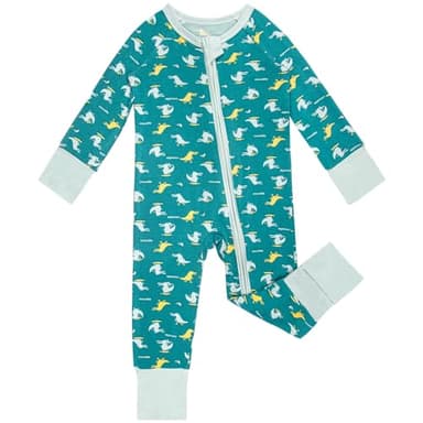 Gaiibbt Infant Boy Pajamas, Rayon of Bamboo Rompers 2 Way Zipper Long Sleeve Footless (Crocodile) 0-3 Months - Image 3
