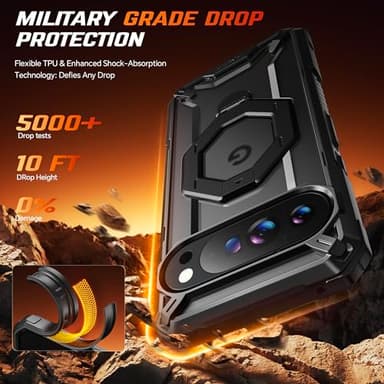 TONGATE for Pixel 10 Pro XL Case with 360° Spin Magnetic Stand, Compatible with MagSafe, Non-Slip Edge Rugged, Military Grade Protection for Google Pixel 10 Pro XL Case, Black - Image 5