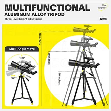 Telescope, 70mm Aperture 400mm AZ Mount Astronomical Refracting Telescopes (20x-200x) for Kids & Adults, Portable Travel with Tripod Phone Adapter, Remote Control, Easy to Use, Black - Image 5