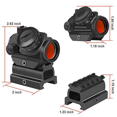 Feyachi RDS-23 2MOA Red Dot Sight Compact Red Dot Scope with 0.83” Riser Mount Absolute Co-Witness with Iron Sight - Image 4