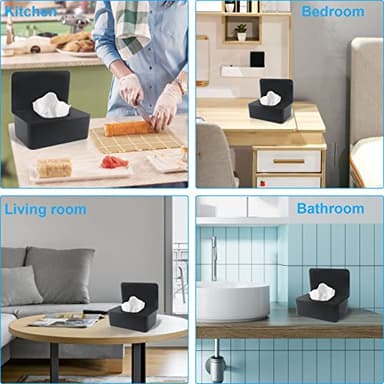 2 Pack LEQXGO Baby Wipes Dispenser, Wipes Dispenser Baby Wipes Case, Baby Wipe Holder for Fresh Wipes, Non-Slip Wipes Case, Wipe Container with Sealing Design Lid (Black and Black) - Image 4