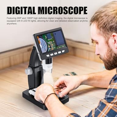 Digital Microscope, 1080P 2MP HD LCD Screen 50-1000X Magnifier Camera with 8 LED Lights, 32GB SD Card - Model DM4 Lite, for Circuit Board Inspection, Jewelry Examination - Image 4