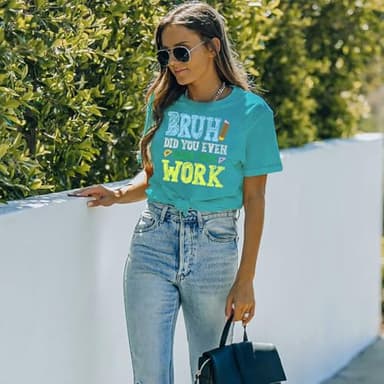 MAIHUN Math Teacher Shirt:Funny Math Teacher Shirts Women Teaching Tshirt Teacher Life Tee Top Cyan - Image 2