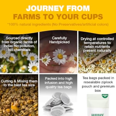 HANDPICK, Organic Chamomile Tea Bags (100 Herbal Tea Bags) Caffeine Free| Premium Floral Chamomile Herbal Tea in Eco-Conscious Teabags | Direct from Source - Image 7
