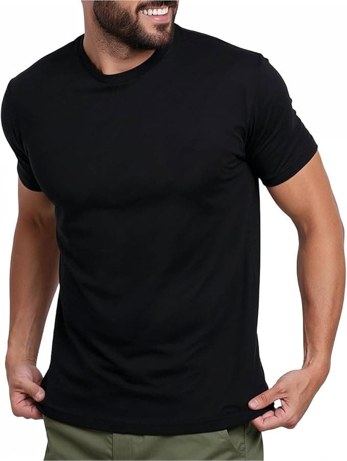 INTO THE AM Men's T-Shirts Soft Cotton Blend Crew Neck Tee S - 4XL Athletic Fit Plain Basic T-Shirt for Men - Image 1