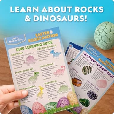 Blue Marble Easter Eggscavation Dig Kit - 12 Easter Egg Dig Bricks with Real Gemstones & Glow in The Dark Dinosaur Figures, Includes Dig Tools, Egg Hunt or Dig Party Activity, Easter Basket Stuffers - Image 8