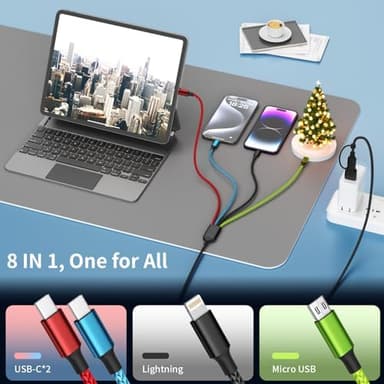 Travel 4 in 2 Multi Charging Cable with Dual Type-C, USB A/USB C Chargers for Multiple Devices, Multiple Charger Cord Compatible with Most Cell Phones/Tablets and More (1Pack, 5FT - Image 6