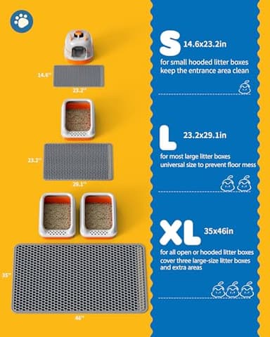 Cat Litter Mat - 23.2'' x 14.6'' Small Litter Trapping Mat, Easy to Clean Litter Box Mat, Waterproof, Urine-Proof, Non-Slip Kitty Litter Mats for Floor, Grey - Image 6