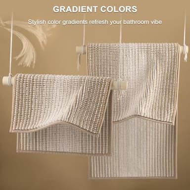 BSICPRO Bathroom Rugs and Mats Sets, 2 Piece Thick Absorbent Chenille Bath Mat Rug Set Non Slip, Soft Shaggy Bath Floor Mats for Bathroom, Machine Washable (20" x 47" Plus 16" x 24", Beige) - Image 4