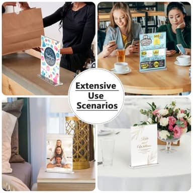 MaxGear Acrylic Sign Holder 8.5x11 Inches 2 Pack, Double Sided Clear Display Stand Table Top Paper Holder, Vertical Menu Flyer Stand, Plastic Frame for Stores, Restaurants, Hotels, Office - Image 7