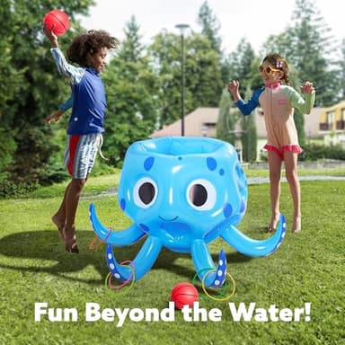 Sloosh Pool Toys, 2-in-1 Inflatable Float Water Game, Octopus Basketball Hoop Ring Toss Outdoor Swim Play, Toss Game Floating Swimming Pool Games for Kids Adults - Image 3
