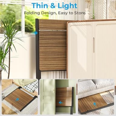 GreenForest Folding Desk No Assembly Required Large Size, 2-Tier Foldable Computer Desk with Shelf for Home Office, Space Saving Portable Laptop Study Foldable Table for Bedroom, Espresso - Image 6