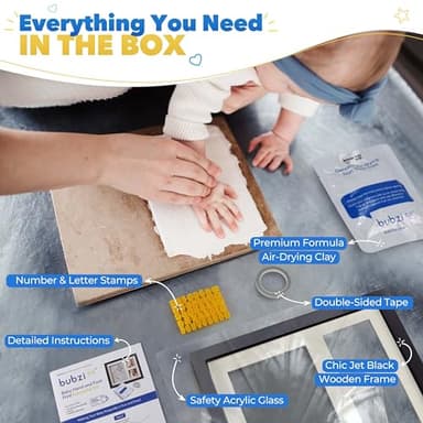 Baby Footprint and Hand Print Kit - Keepsake Frame, Nursery Picture Frames, New Mom Gifts, Newborn Essentials, Baby Shower Gifts (Jet Black) - Image 2