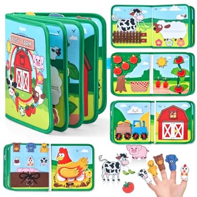 Farm Busy Book for Toddlers 1-3 - 1 Year Old Boys Girls Gifts Toys, Educational Quiet Activity Book with Life Skills, Toddler Travel Toys 1-2 - Image 1