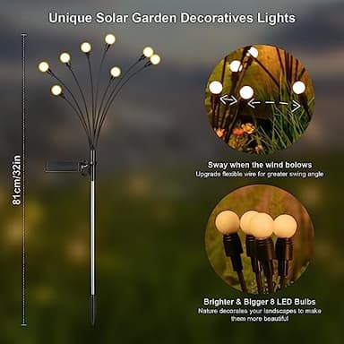 Solar Lights Outdoor(4 Pack, 32 LEDs), ASMAD Solar Garden Lights, Outdoor Decorations, Firefly Light for Patio Decor, Big Bulb, Unique Gifts for Women, Gifts for Grandma - Image 3