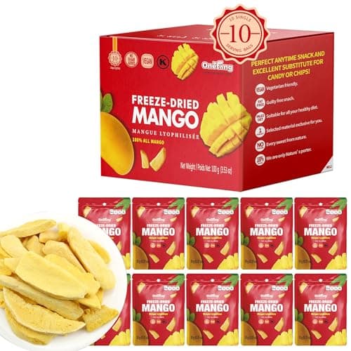 ONETANG Freeze-Dried Fruit Mango Chips, 10 Pack Single-Serve Pack, Non GMO, Kosher, No Add Sugar, Gluten free, Vegan, Holiday Gifts, Healthy Snack 0.35 Ounce - Image 1