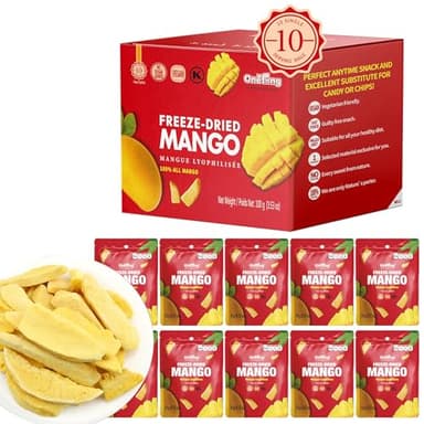 ONETANG Freeze-Dried Fruit Mango Chips, 10 Pack Single-Serve Pack, Non GMO, Kosher, No Add Sugar, Gluten free, Vegan, Holiday Gifts, Healthy Snack 0.35 Ounce - Image 1