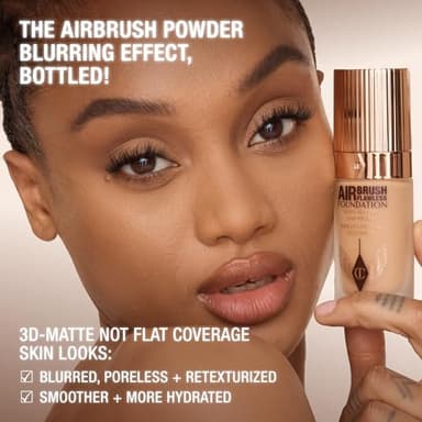 Charlotte Tilbury Airbrush Flawless Matte Foundation - Full Coverage Liquid Makeup with a Natural-Matte Finish - Smoothes & Blurs Pores - Waterproof & Transfer Resistant - 5 Neutral - Image 8