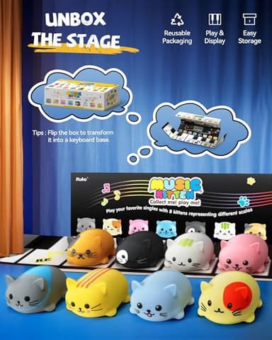 Ruko 1701 Musical Cats Piano Keyboards with Cute Meow Tone, Press Play Music Scale, Fun Music Toys for Kids, for Boys & Girls Age 3 4 5 6 7 8 9, Educational Instrument (8Pcs) - Image 3