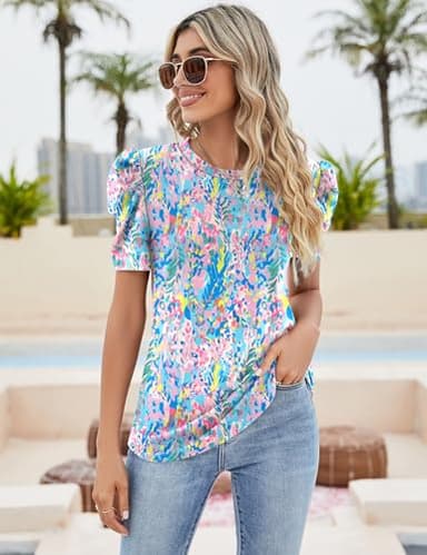 Womens Fashion 2025 Spring Shirts Summer Clothes Boho Blouses Womens Dress Shirts Casual Tops for Women Trendy Color Printing L - Image 3