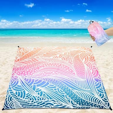 AISPARKY Beach Blanket Waterproof Sandproof, Oversized Large Beach Mat 79" X 83"/120"x108" for 1-8 Adults, Quick Drying&Compact&Lightweight, Picnic Mat Vacation Essentials for Beach Camping Travel - Image 3
