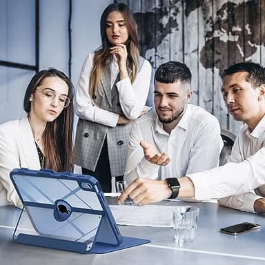 MoKo for iPad 11-inch (A16) 11th Generation Case 2025/ iPad 10th Generation Case with Pencil Holder 2022 10.9 inch, Built-in Screen Protector Clear Back, Multi Angle Viewing Stand, Navy Blue - Image 8