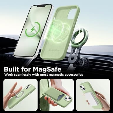 GolbinBox Magnetic for iPhone 15 Case, Compatible with MagSafe, [Soft Anti-Scratch Microfiber Lining], Slim Liquid Silicone Shockproof Protective Phone Case for iPhone 15 6.1 inch, Matcha - Image 4