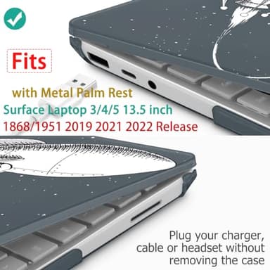 Mektron Case for 13.5" Microsoft Surface Laptop 5/4/3 with Metal Palm Rest Model 1951/1868, 2019/2021/2022 Release Plastic Hard Shell Cover with Screen Protector, Astronaut - Image 3