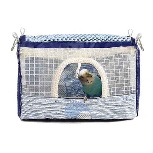 ABLAZEZAI Bird Mesh Nest Bed, Parrot Breathable Cage Hanging Hammock, Small Pets House Cave Hut for Budgie Lovebird Cockatiel Conure Guinea Pig Sugar Glider (Small) - Image 1