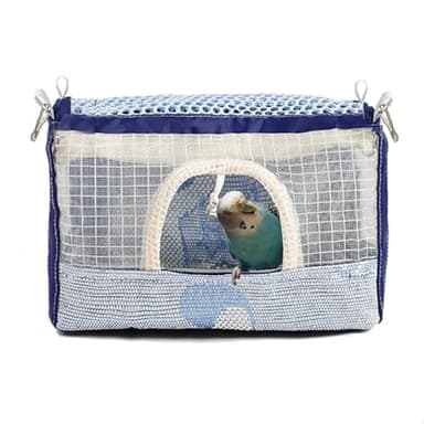 ABLAZEZAI Bird Mesh Nest Bed, Parrot Breathable Cage Hanging Hammock, Small Pets House Cave Hut for Budgie Lovebird Cockatiel Conure Guinea Pig Sugar Glider (Small) - Image 1