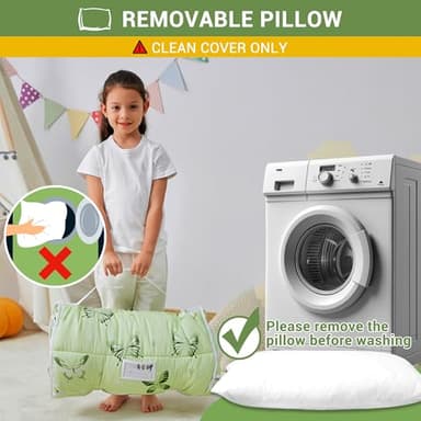 Toddler Nap Mat with Pillow and Blanket, Extra Large Rolled Napping Mats,Slumber Bags for Boys Girls,Kids Sleeping Bag for Daycare, Preschool Travel Camping, Green Butterfly - Image 6