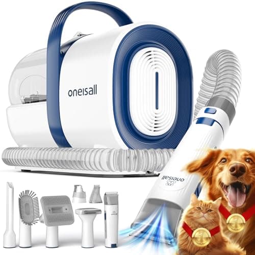 oneisall Dog Grooming Vacuum, Pet Grooming Vacuum with Clipper Nail Grinder, 1.5L Dust Cup Dog deshedding Vacuum Brush with 7 Pet Grooming Tools for Shedding Pet Hair, Home Cleaning(Blue) - Image 1