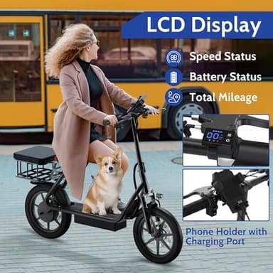 VOLPAM Electric Scooter Adults, Folding E-Scooter for Adults, 500W Motor, 22 MPH Speed, 27 Mile Range, 14" Tires, Electric Kick Scooter with Seat, with Dual Braking Dual Suspension - Image 2