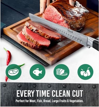 Brisket Slicing Knife – 12" Brisket Knife, BBQ, Grilling Gifts For Men – Razor Sharp German Steel, Full Tang, Ergonomic Handle - Image 2