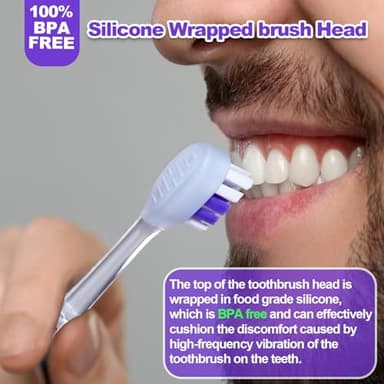 Metal Electric Toothbrush with UV Mode, Vibration and Oscillation Electric Toothbrush for Adults, 6 Brush Heads & Travel Case & Dust Cover, 5 Modes & Built in Timer, One Charge Last 120 Day（Sliver） - Image 6