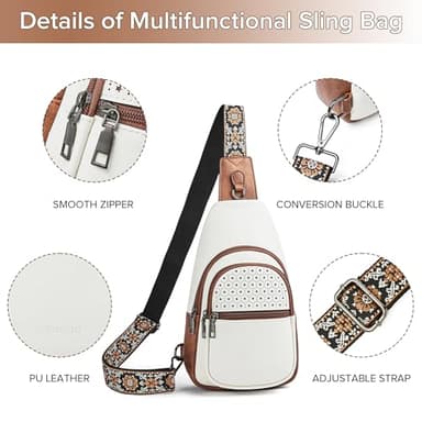 Mroede Crossbody Bags for Women 4-Pockets Sling Bag Fanny Pack Chest Purse Backpack Casual Daypacks Travel Shopping - Image 7